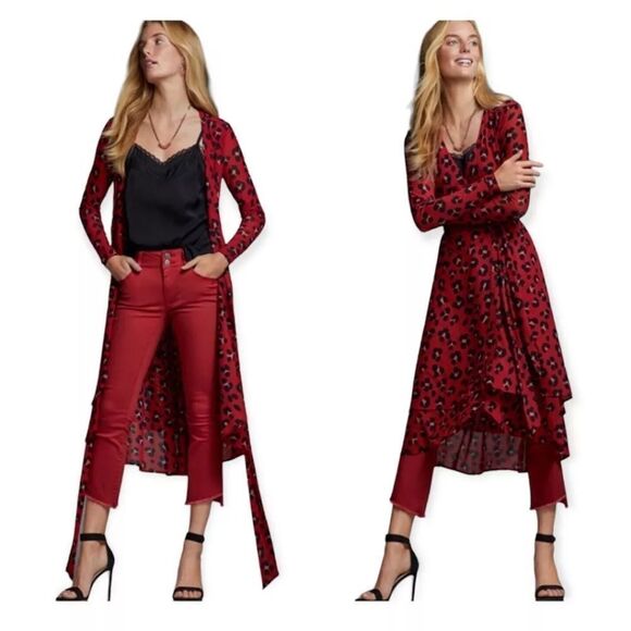 CAbi Red Siren Leopard Wrap Around Dress Cardigan Wear 2 Ways sz xxl - Picture 5 of 11
